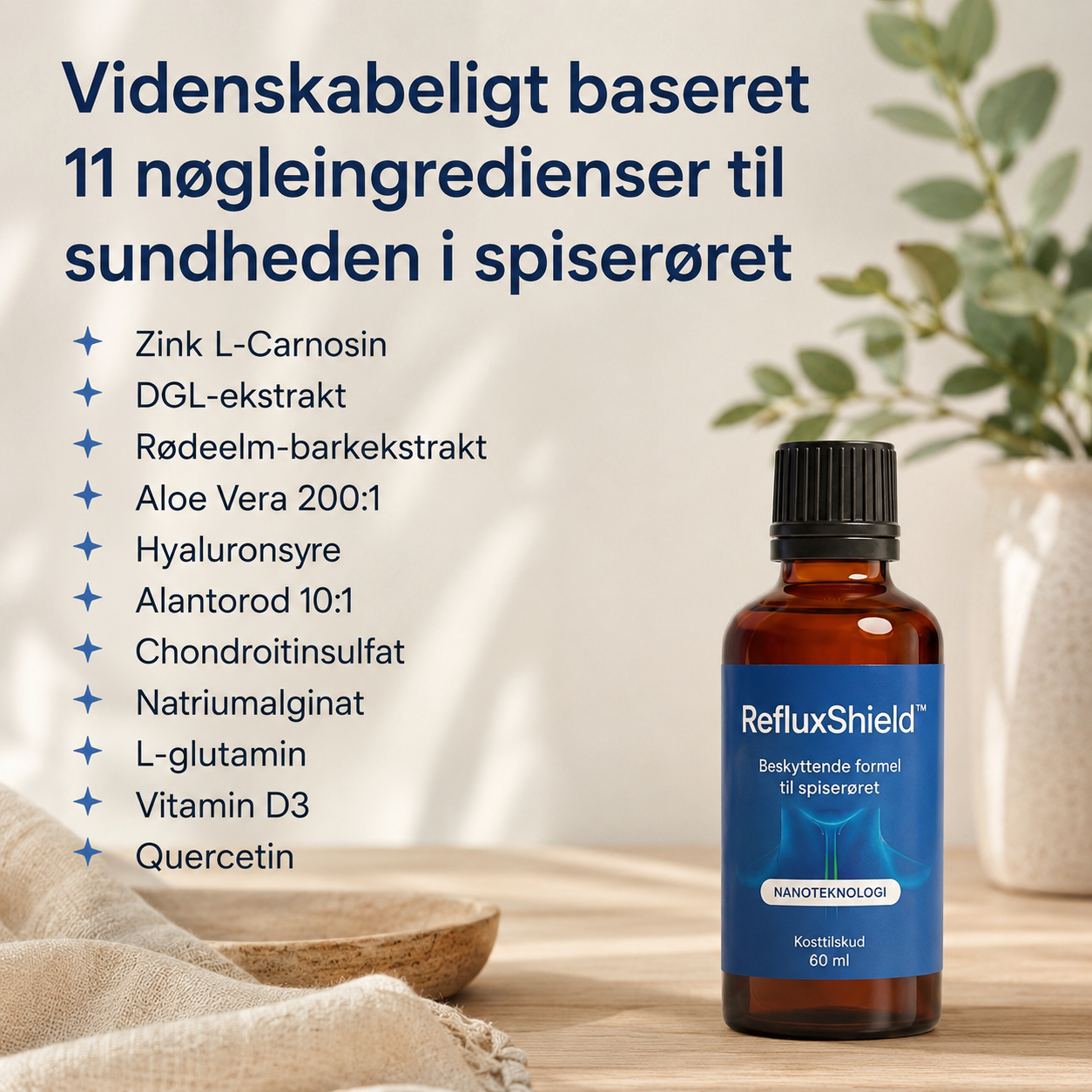 RefluxShield™ |✨Mindst 50% rabat🙅|🛡️🌿💙 Et skjold mod irritation – én slurk ad gangen.