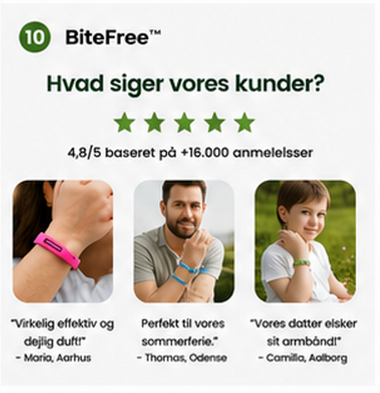 Nordvaya BiteFree™ | Myggearmbånd | Naturlig beskyttelse mod myg – dag og nat. (1+1 Gratis)