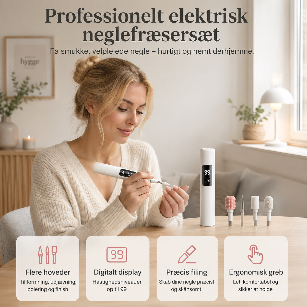 NordicNails™ Elektrisk Neglefræser|🤲Mindst 50% procent💅 |  ✨ Professionel neglepleje med præcision, komfort og flotte resultater – hver eneste gang.