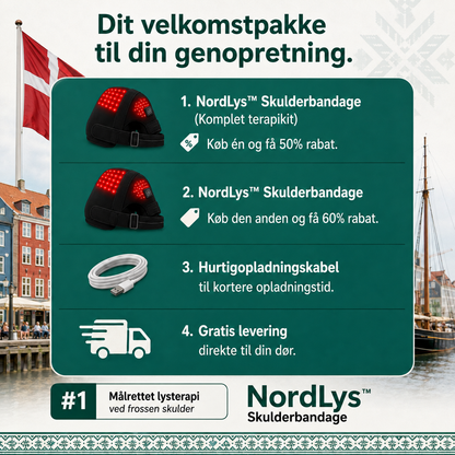 ✨ NordLys™ Skulderbandage |  🌿 Avanceret rødlysterapi til lindring af skuldersmerter og støtte af kroppens naturlige restitution. ❤️‍🩹