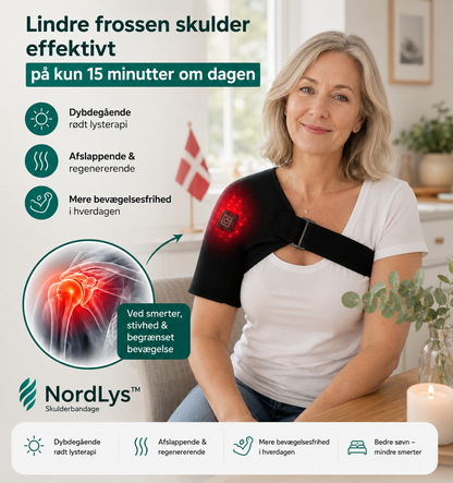 ✨ NordLys™ Skulderbandage |  🌿 Avanceret rødlysterapi til lindring af skuldersmerter og støtte af kroppens naturlige restitution. ❤️‍🩹