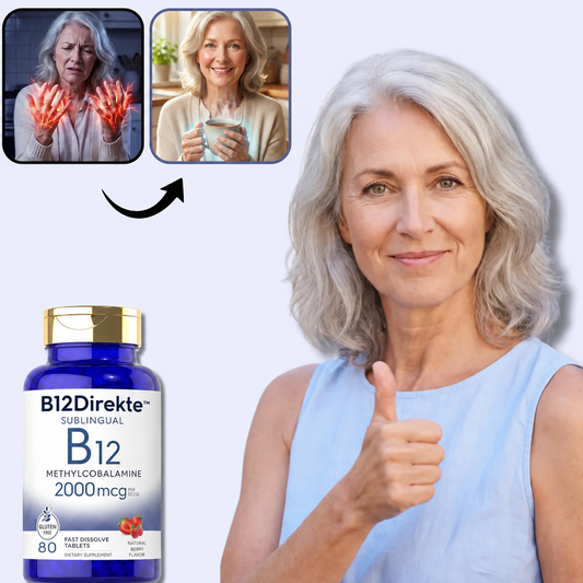 B12Direkte™ | Det eneste B12, der fuldstændig omgår dine tarme — det smelter under tungen og går direkte ind i din blodbane.