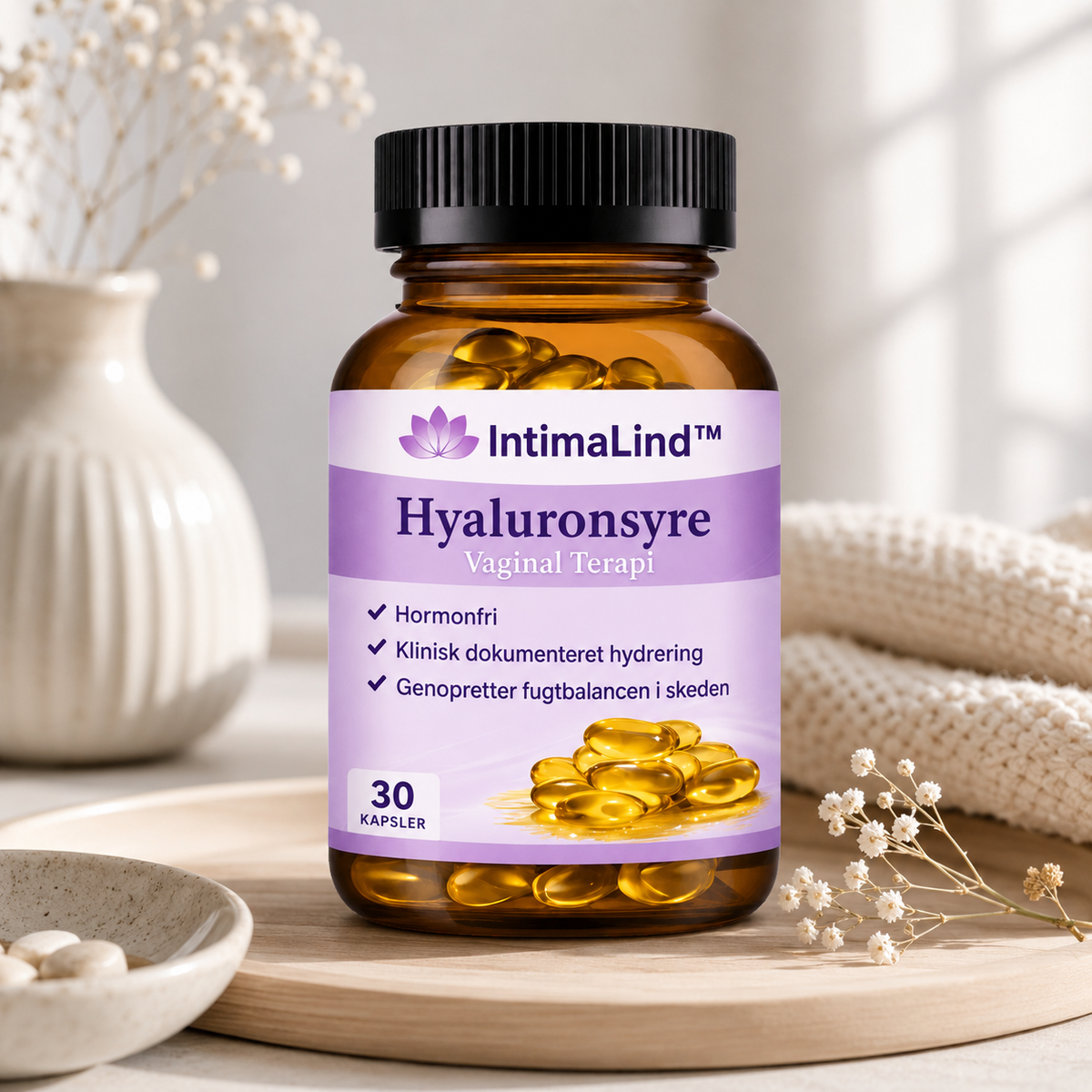 IntimaLind™ | | Intensiv fugtpleje med hyaluronsyre, der hjælper med at reducere vaginal tørhed og ubehag og giver en mere behagelig følelse i hverdagen og under intimitet.