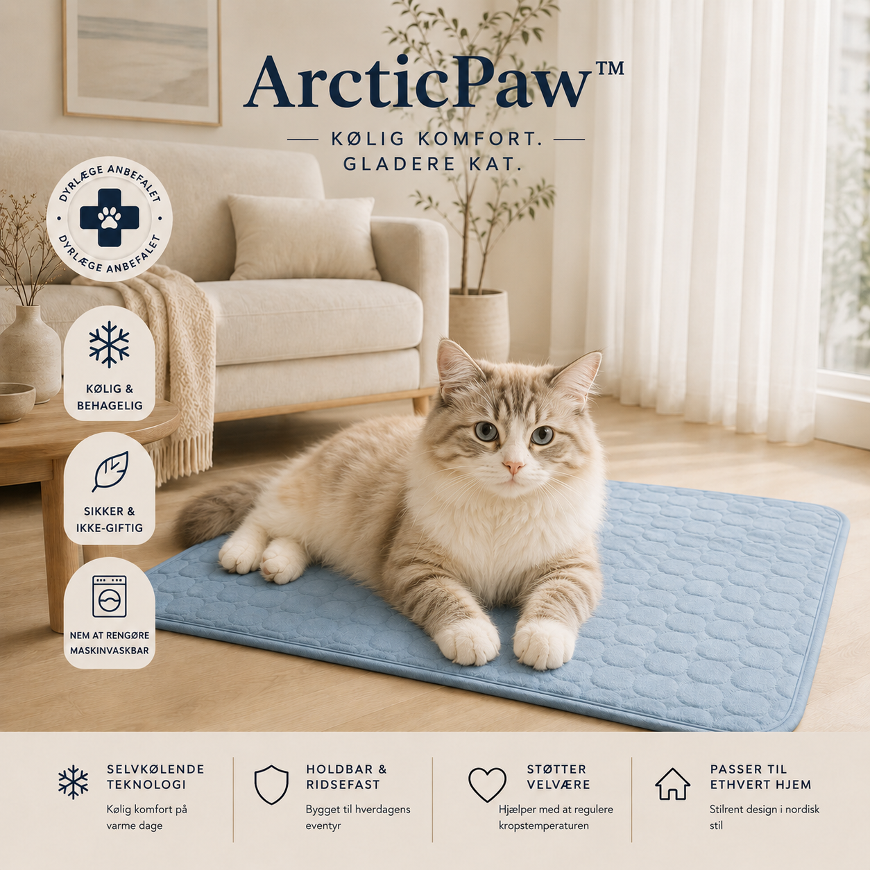 ArcticPaw™ Kølemåtte | Holder din hund eller kat kølig og afslappet – selv på de varmeste sommerdage (Køb 2 – få den 2. med 60% rabat)