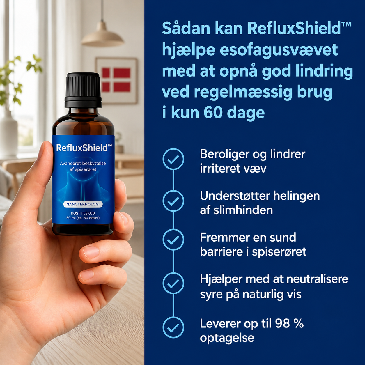 RefluxShield™ |✨Mindst 50% rabat🙅|🛡️🌿💙  Et skjold mod irritation – én slurk ad gangen.
