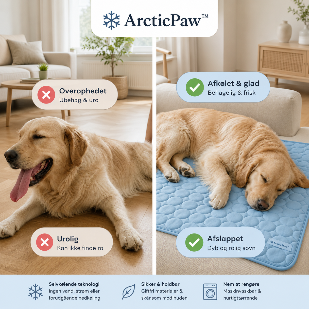 ArcticPaw™ Kølemåtte | Holder din hund eller kat kølig og afslappet – selv på de varmeste sommerdage (Køb 2 – få den 2. med 60% rabat)