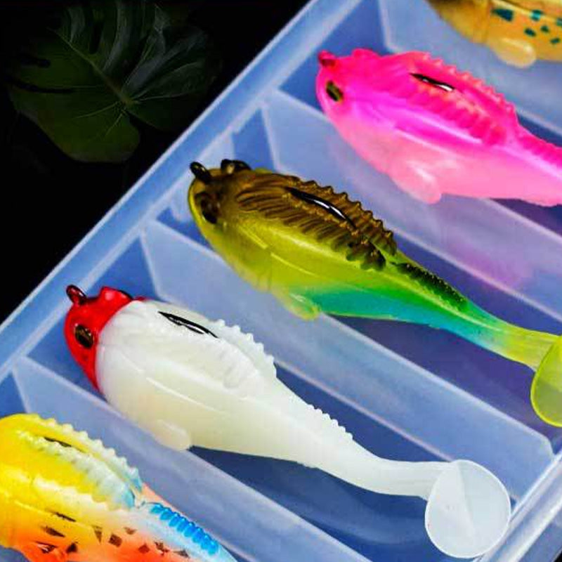 5-delige T-tail soft kunstaas set met doos