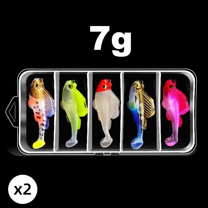 5-delige T-tail soft kunstaas set met doos