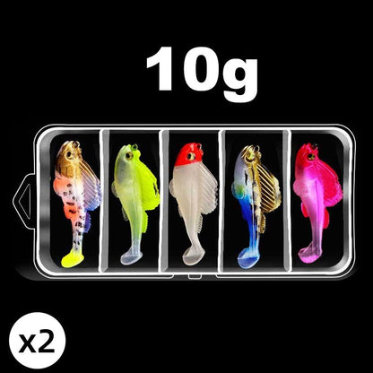 5-delige T-tail soft kunstaas set met doos