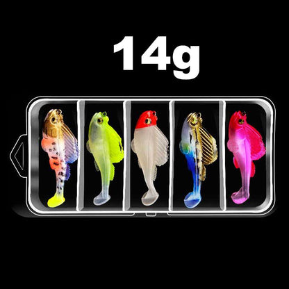 5-delige T-tail soft kunstaas set met doos